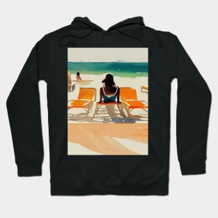 Sunbathing woman at the beach Hoodie